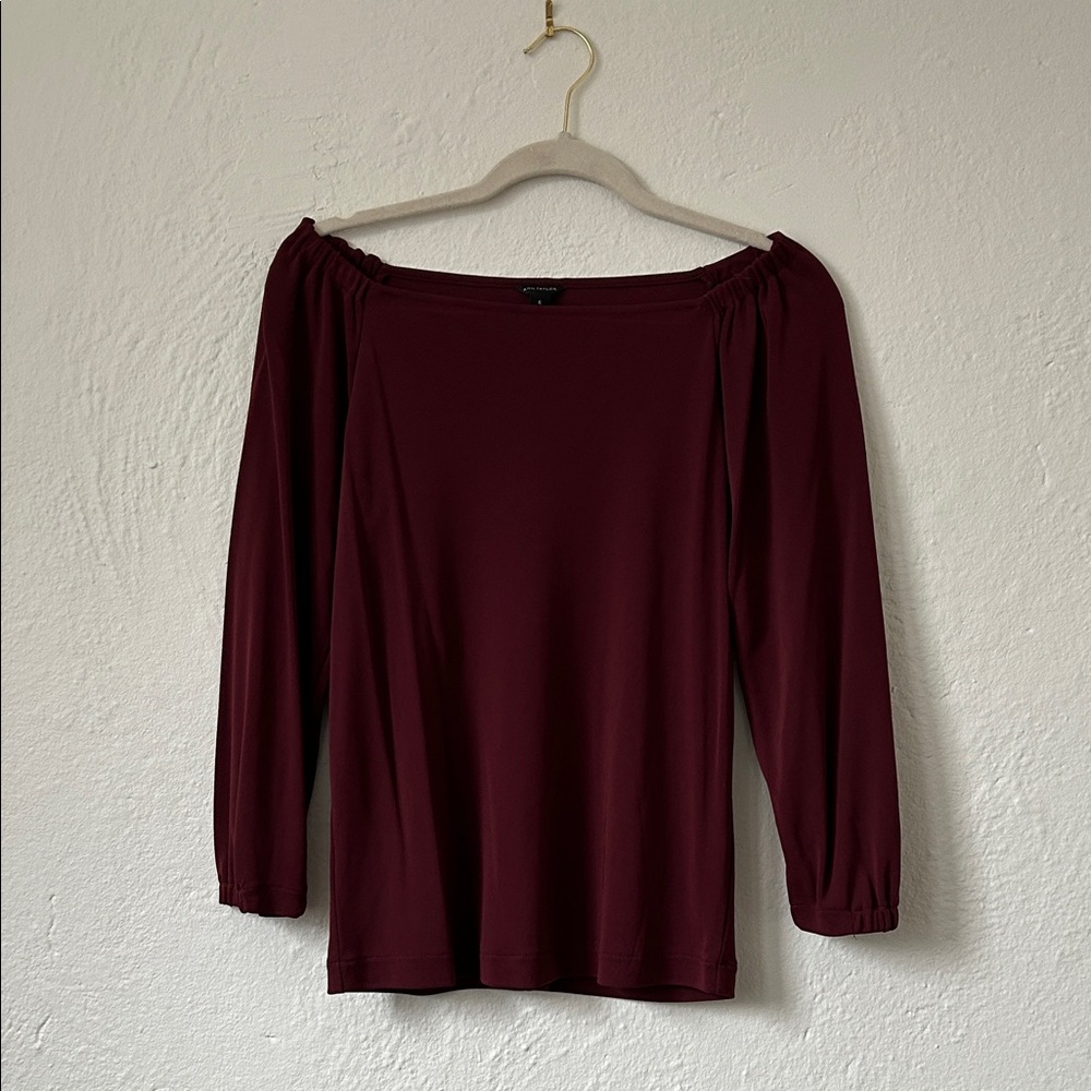 Ann Taylor Off-Shoulder Long Sleeve Top - Burgundy